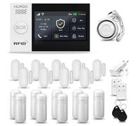 HUXGO® HXA007 Alarme Maison sans Fil WiFi + GSM 4G avec Sirène | Système d'alarme Domestique avec 9X détecteurs de Mouvement, 9X capteurs de Porte | Alarme sans Fil avec TUYA App.