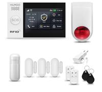 HUXGO® HXA007 Alarme Maison sans Fil WiFi + GSM avec Sirène exterieure sans Fil | Système d'alarme avec détecteur de Mouvement, 3X capteurs de Porte | Kit sécurité Maison, Appartement, Garage