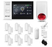 HUXGO® HXA007 Alarme Maison sans Fil WiFi + GSM avec Sirène exterieure sans Fil | Système d'alarme avec détecteur de Mouvement, 12x capteurs de Porte | Kit sécurité Maison, Appartement, Garage