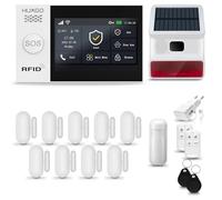 HUXGO® HXA007 Alarme Maison sans Fil WiFi + GSM avec Sirène Solaire exterieure sans Fil | Système d'alarme avec détecteur de Mouvement, 9X capteurs de Porte | Kit sécurité Maison, Appartement