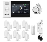 HUXGO® HXA007 Alarme Maison sans Fil WiFi + GSM avec Sirène | Système d'alarme avec détecteur de Mouvement, 12x capteurs de Portes et fenêtres,télécommande | TUYA Intelligent