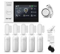 HUXGO® HXA007 Alarme Maison sans Fil WiFi + GSM avec Sirène | Système d'alarme Domestique avec 5X détecteurs de Mouvement, 5X capteurs de Porte | Alarme sans Fil avec TUYA App.