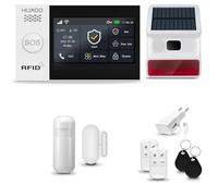 HUXGO® HXA007 Système d'alarme Maison WiFi + GSM 4G avec Solaire Sirène Radio | Alarme Maison avec 1x capteur de fenêtre, 1x détecteurs de Mouvement | Kit Alarme Maison, Appartement, Garage