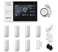 HUXGO® HXA007 Système d'alarme Maison WiFi + GSM avec Sirène | Alarme Maison avec capteur de fenêtre sans Fil, 7X détecteurs de Mouvement | Kit d'alarme Anti Intrusion pour Appartement, Garage