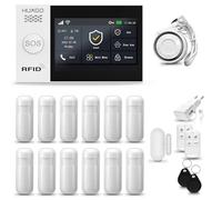 HUXGO® HXA007 Système d'alarme Maison WiFi + GSM avec Sirène | Alarme Maison avec capteur de fenêtre sans Fil, 12x détecteurs de Mouvement | Kit d'alarme Anti Intrusion pour Appartement