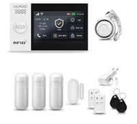 HUXGO® HXA007 Système d'alarme Maison WiFi + GSM avec Sirène | Alarme Maison avec capteur de fenêtre sans Fil, 3X détecteurs de Mouvement | Kit d'alarme Anti Intrusion pour Appartement