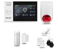 HUXGO® HXA007 Système d'alarme Maison WiFi + GSM avec Sirène Radio | Alarme Maison avec 1x capteur de fenêtre, 1x détecteurs de Mouvement | Kit Alarme Maison, Appartement, Garage