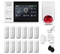 HUXGO® HXA007 Système d'alarme Maison WiFi + GSM avec Sirène Radio | Kit Alarme avec 1x capteur de fenêtre, 12x détecteurs de Mouvement | Sécurité de la Maison Intelligente avec alertes SMS