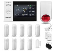 HUXGO® HXA007 Système d'alarme Maison WiFi + GSM avec Sirène Radio | Kit Alarme avec 1x capteur de fenêtre, 9X détecteurs de Mouvement | Sécurité de la Maison Intelligente avec alertes SMS