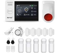 HUXGO, HXA007, Système d'alarme sans Fil avec deuxième sirène sans Fil, 5X détecteurs de Mouvement, 3X détecteurs d'ouverture de Porte/fenêtre - Modules : Wi-FI + GSM 4G, alertes SMS