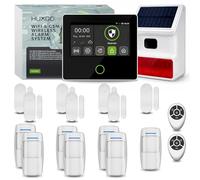 HUXGO® HXA502 Kit Alarme sans Fil WiFi + GSM 4G | Système d’Alarme avec Sirène Solaire, 7X Détecteurs PIR, 7X Capteurs d’Ouverture | Idéal pour Habitation & Garage, Kit de Sécurité Connecté