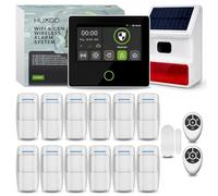 HUXGO® HXA502 Système d’Alarme Maison sans Fil WiFi + GSM 4G | Kit Alarme avec Sirène Solaire Extérieure, 12x Détecteurs de Mouvement, 1x Capteur Porte | Alarme Maison Connectée Via App Tuya