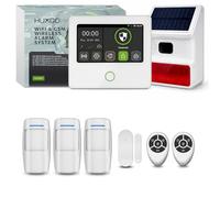 HUXGO® HXA502 Système d’Alarme Maison sans Fil WiFi + GSM 4G | Kit Alarme avec Sirène Solaire Extérieure, 3X Détecteurs de Mouvement, 1x Capteur Porte | Alarme Maison Connectée Via App Tuya