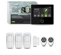 HUXGO® HXA502 Système d’Alarme Maison sans Fil WiFi + GSM 4G | Kit Alarme Maison avec Sirène Intégrée, 3X Détecteurs de Mouvement, 1x Capteur de Porte | Notification SMS & App, Alarme Maison