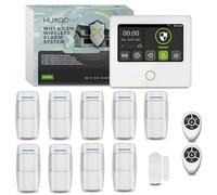 HUXGO® HXA502 Système d’Alarme Maison sans Fil WiFi + GSM 4G | Kit Alarme Maison avec Sirène Intégrée, 3X Détecteurs de Mouvement, 1x Capteur de Porte | Notification SMS & App, Alarme Maison