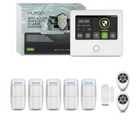 HUXGO® HXA502 Système d’Alarme Maison sans Fil WiFi + GSM 4G | Kit Alarme Maison avec Sirène Intégrée, 5X Détecteurs de Mouvement, 1x Capteur de Porte | Notification SMS & App, Alarme Maison