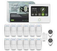 HUXGO® HXA502 Système d’Alarme Maison sans Fil WiFi + GSM 4G | Kit Alarme Maison avec Sirène Intégrée, 9X Détecteurs de Mouvement, 1x Capteur de Porte | Notification SMS & App, Alarme Maison