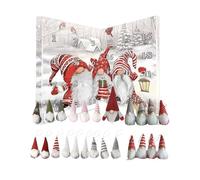Huxibai Calendrier de l'Avent de Noël - Jolies décorations de vacances, calendrier de compte à rebours de 24 jours décorations de gnomes pour centre de table de bureau arbre de Noël