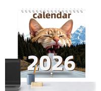 Huxibai Calendrier mural 2026 chats de janvier à décembre - Calendrier mural mensuel 2026 avec motifs mignons de chats pour décoration maison, bureau, école