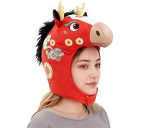 Huxibai Casquette tête de cheval pour déguisements d'Halloween, costume en peluche année du cheval 2026, accessoire pour cosplay et coiffure, pour adolescents et adultes, oeuvres de théâtre, concerts
