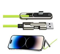 Huxibai Chargeur Latéral pour Téléphone,Câble de Charge Rapide Latérale Double Embout 240W - Support de Charge 2 en 1 avec Câble Porte-Téléphone Invisible,pour Voyage Camping Randonnée Smartphones