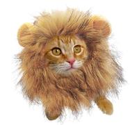 Huxibai Déguisement de crinière de lion pour chat, crinière de lion amusante pour chat, bonnet réglable réaliste avec oreilles pour lapins d'Halloween pour animaux de compagnie