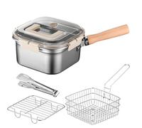 Huxibai Jeu de friteuse multifonction portable avec grille anti-goutte pour poissons et viandes, préparation facile en extérieur, jardin, camping et réunions de famille
