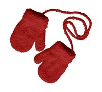 Huxibai Moufles pour avec cordon de serrage, gants d'hiver en peluche thermique | Accessoires de protection anti-perte par temps froid, pour marcher, courir et jouer en plein air, rouge