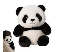 Huxibai Poupée en peluche Panda - Ours Panda en peluche pour bureau - Animal doux, consolation émotionnelle pour chambre