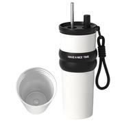Huxibai pour boissons de voyage, tasse de thé de grande capacité avec paille - Réutilisable anti-fuite 710 ml pour boissons froides et chaudes