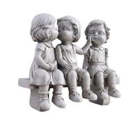 Huxibai Sculpture du baiser pour enfant | Sculpture jardin fille et garçon s'embrassant - Figurine décorative pour extérieur et cadeau pour amis ou couples