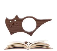 Huxibai Signet de pouce - Support de page en forme de chat pour lecture, anneau de signet portable en bois pour studio cuisine, bureau