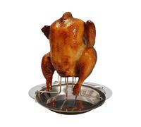 Huxibai Support pour Poulet À La Bière pour Grill | Rôtisseur De Canard en Acier Inoxydable,Support De Rôtissage Vertical avec Lèchefrite pour Plage Extérieur Restaurant Jardin Maison Camping