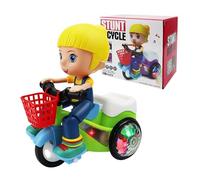 Huxibai Tricycle acrobatique Jouet pour Enfant de Moto avec lumières rotatives à 360° et Musique Dynamique pour d'âge préscolaire ou à la Maison