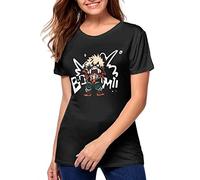 HuXiHuXiHu - T-shirt à manches courtes pour femme Katsuki BAKUGO Boom My Hero - Noir - Noir - Small