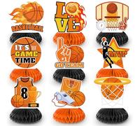 Huxolynifty Centres de Table en Nid d'abeille de Basketball, 9pcs Centres de Basketball pour Table, Déco Anniversaire en Nid d'abeille pour Décorations Fête sur Le Thème du Basketball