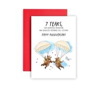 Huxters Carte 7ème anniversaire pour mari ou femme 7 ans d'incroyable advenure et plus à venir Ours anniversaire de mariage Amour - 14,8 cm (7 ans)