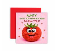 Huxters Carte amusante de fête des mères pour maman - Jolies cartes de fête des mères - To ma Toes - Motif tomate en peluche - Style marionnette - Maman Nanny - Happy Mother's Day (Tomato) (tante)