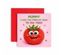 Huxters Carte amusante pour la fête des mères - Jolies cartes de fête des mères - To ma Toes - Motif tomate en peluche - Style marionnette - Maman - Happy Mother's Day (Tomato) (momate)