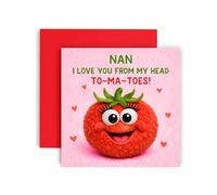 Huxters Carte amusante pour la fête des mères - Jolies cartes de fête des mères - To ma Toes - Motif tomate en peluche - Style marionnette - Maman Nanny - Happy Mother's Day (Tomato) (Nan)