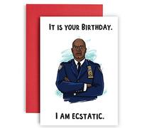 Huxters Carte d'anniversaire amusante avec inscription « It's Your Birthday I'm Ecstatic » - Raymond Holt - Brooklyn Nine Nine - A5