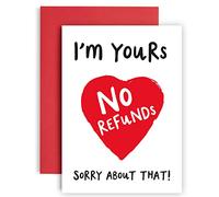 Huxters Carte d'anniversaire - Carte humoristique pour femme, mari - 350 g/m² avec enveloppe rouge - Intérieur vierge pour un message personnalisé - A5 (I'm Yours)