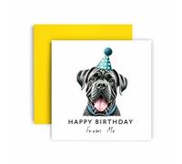 Huxters Carte d'anniversaire de la part du chien - Cane Corso - Joyeux anniversaire pour chien maman et papa chien - Carte d'anniversaire du chien à ses amis famille premier anniversaire (Cane Corso)
