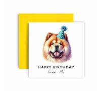 Huxters Carte d'anniversaire de la part du chien - Chow Chow - Happy Birthday to Dog Mum and Dog Dad - Carte d'anniversaire du chien à ses amis, famille, premier anniversaire (Chow Chow)