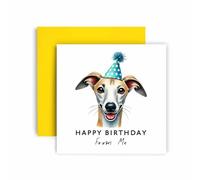 Huxters Carte d'anniversaire de la part du chien - Whippet - Happy Birthday to Dog Mum and Dog Dad - Carte d'anniversaire du chien à ses amis, famille, premier anniversaire (Whippet)
