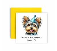 Huxters Carte d'anniversaire de la part du chien - Yorkshire Terrier - Happy Birthday to Dog Mum and Dog Dad - Carte d'anniversaire du chien à ses amis famille premier anniversaire (Yorkshire Terrier)