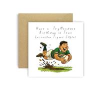 Huxters Carte d'anniversaire de rugby pour femme, enfant - Fan de tigres - Anniversaire Trymendous Birthday pour fils, petit-fils, frère, neveu, sœur, nièce, tante, maman, papa (Leicester)