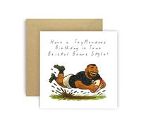 Huxters Carte d'anniversaire de rugby pour femme, enfant - Fan d'ours - Anniversaire Trymendous Birthday pour fils, petit-fils, frère, neveu, sœur, nièce, tante, maman, papa (Bristol)