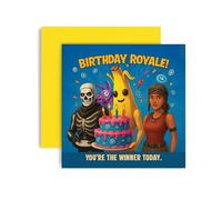Huxters Carte d'anniversaire Gamer pour adolescent garçon fille Royale Peely Battle Loot Llama Pinata Niveau 13e anniversaire adolescent pour fils, arrière-petit-fils, neveu, frère Happy Greetings