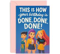 Huxters Carte d'anniversaire inspirée de K-Pop pour filles, filles, nièce, sœur, amie, meilleure amie, « How Your Birthday is Done Done Done », cadeau amusant pour elle